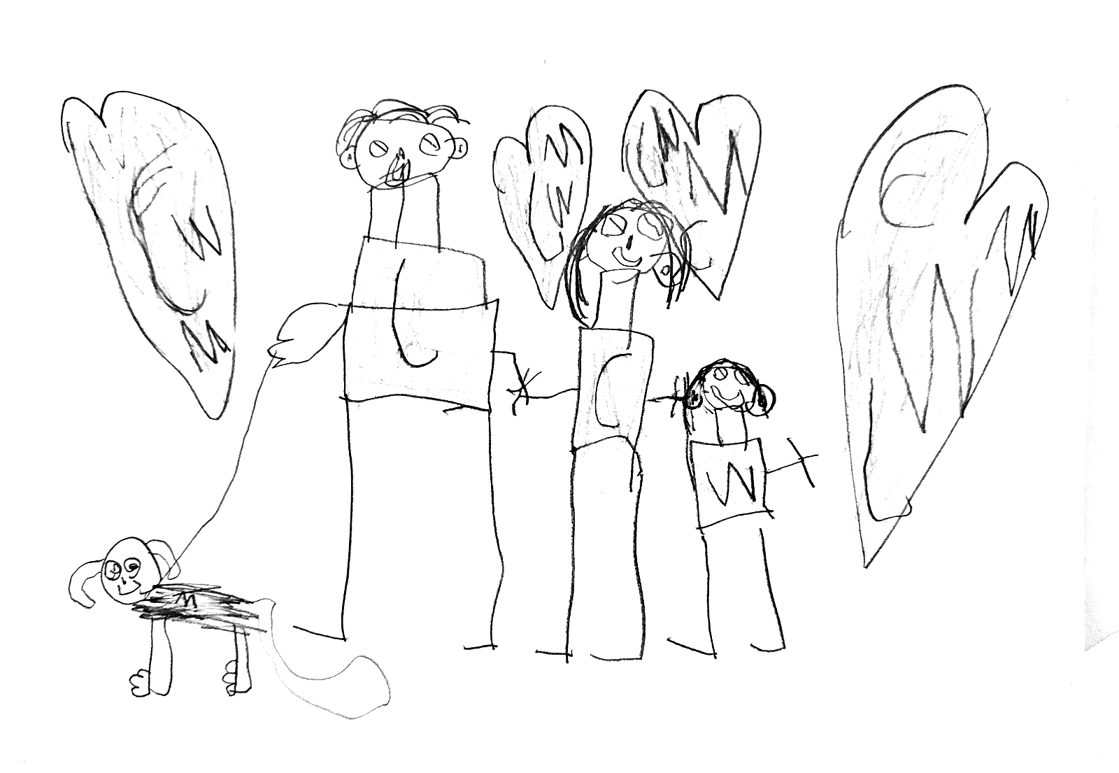 A drawing of the Dissing Nielsen family by Wilfred